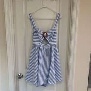 Blue and White Striped Sundress with Ring Detail
